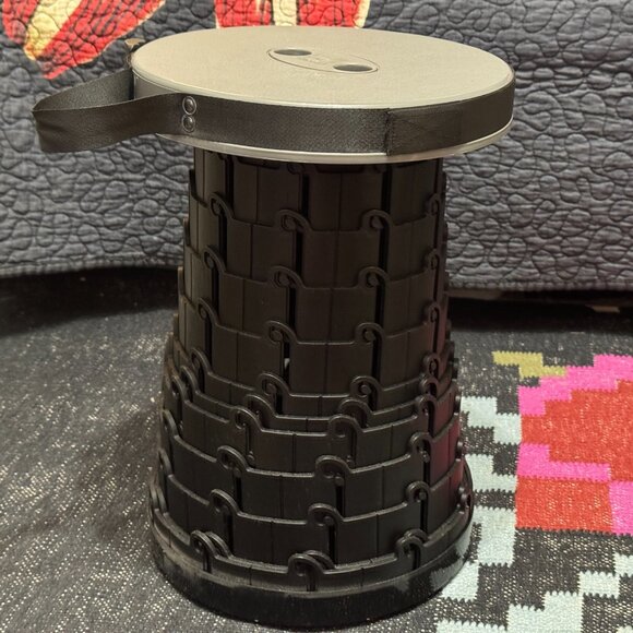 Mini Max Portable Collapsible Telescoping Stool with Carrying Strap, Grey/Black - Picture 7 of 15